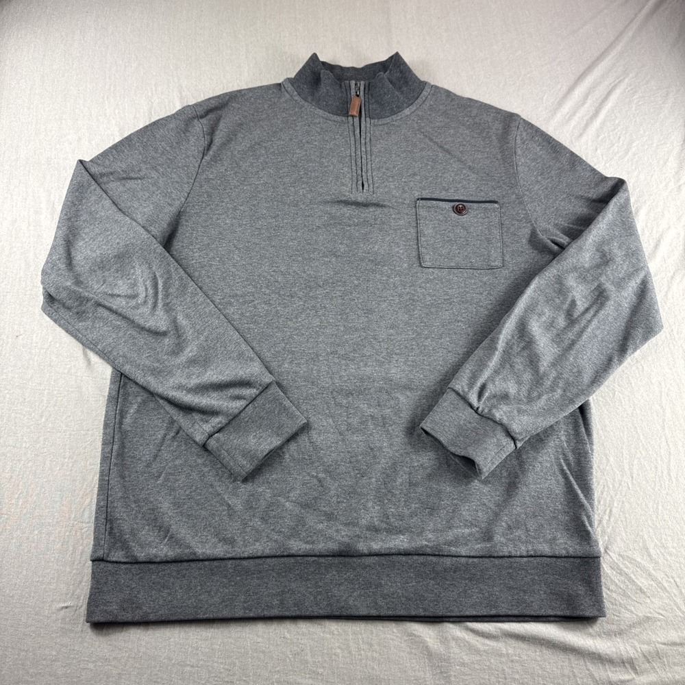 Thomas Parker Pullover Mens L Gray 1/4 Zip Sweatshirt Long Sleeve Sweater Preppy